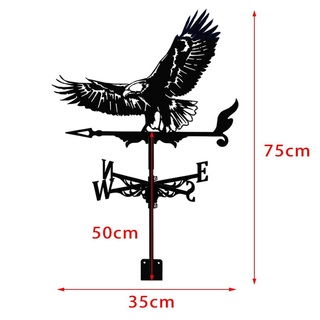 LOVIVER Veleta de Metal, Viento de Acero Inoxidable Negro Aire Libre, Techo de Hierro Retro Jardín Decoración del Hogar - Águila