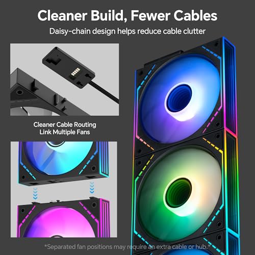 Image of Thermalright TL-M12Q-S X3 120mm PC Case Fans, 2000 RPM High Airflow, ARGB Daisy-Chain, Infinity-Mirror Lighting, 3-Pack | Daisy Chain Wiring, ARGB Fan Blades, Infinity Mirror Lighting