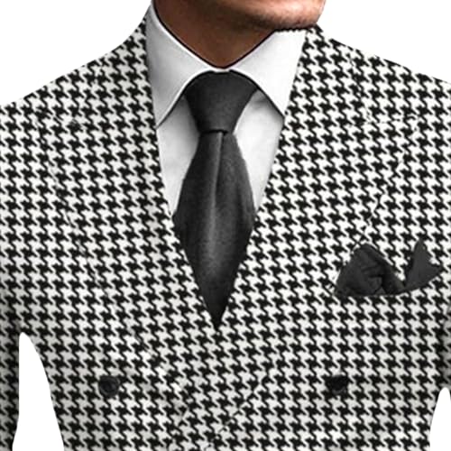 Men's Plaid Double Breasted Suit Jacket Casual Slim Fit Button Sport Coats Party Wedding Blazer Jackets2