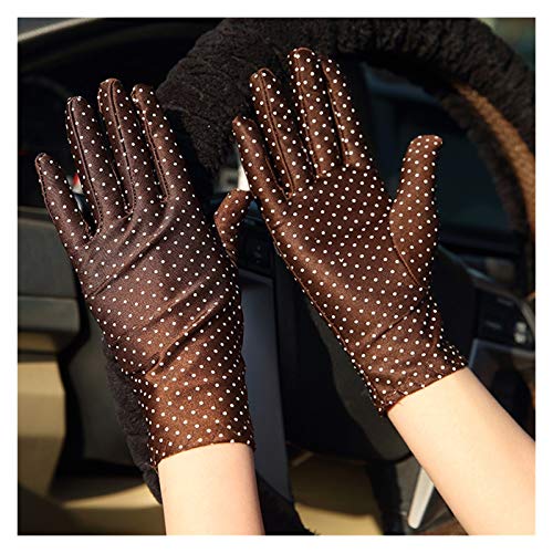 Zxebhsm Gants 1Pair Dots Femmes Sunscreen Gants Été Spandex Gants Anti-UV Court Court Gant High Elastic Slim Etiquette Gant (Farbe : Coffee) Cover