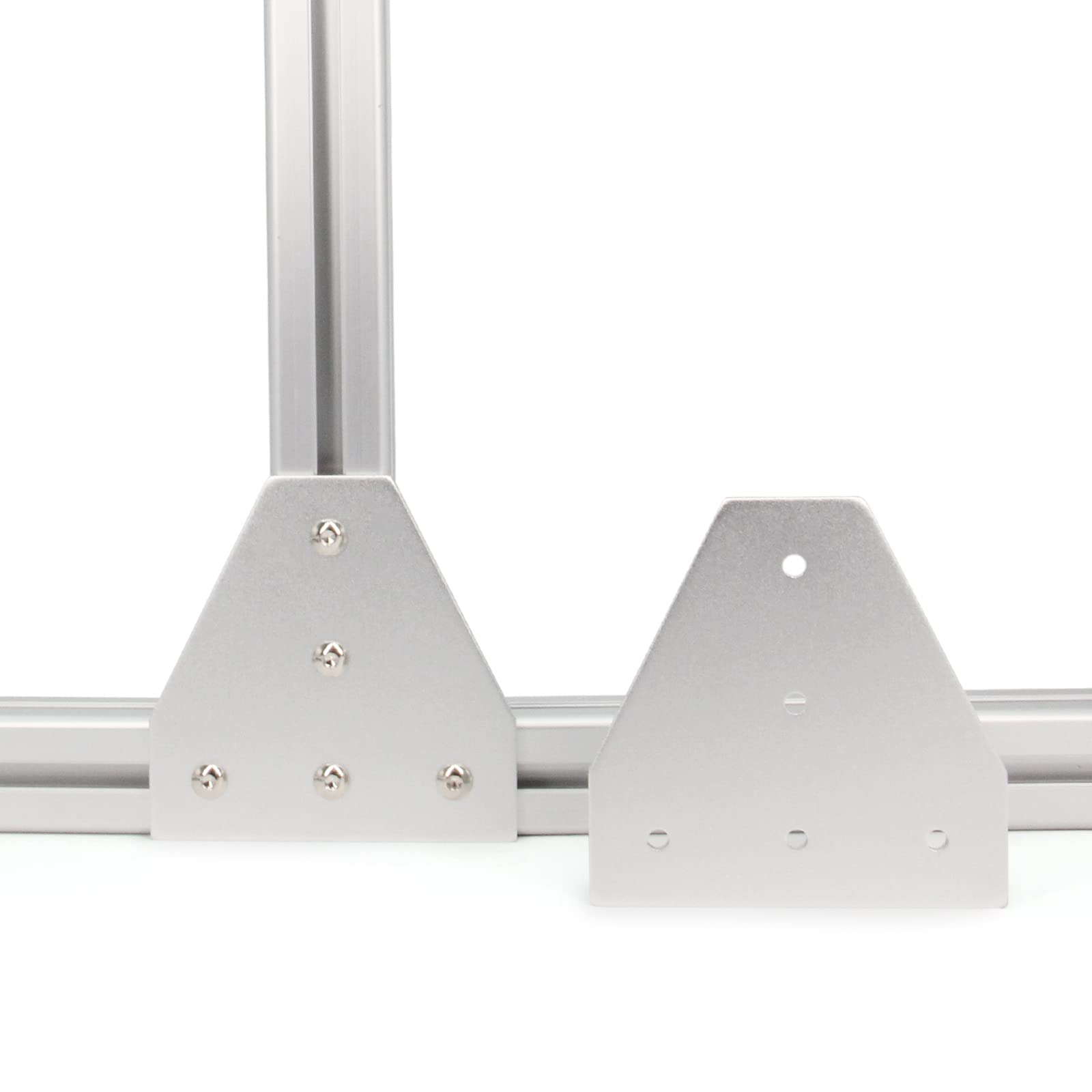 4040 płyta wspornika narożnego w kształcie litery T, 5 otworów, 90 stopni zewnętrzna płyta łącząca ze śrubami M6 x 16 mm i nakrętkami T do aluminiowego profilu wytłaczanego serii 40 x 40 mm, 8 szt./opakowanie (srebrny-4040 T kształt)