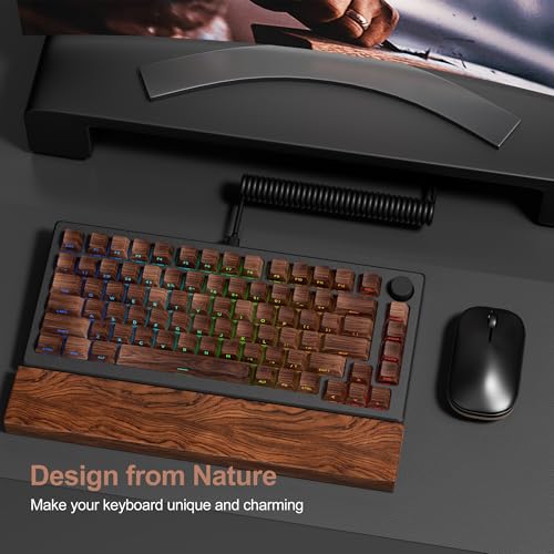 Image of XVX PBT Keycaps - Side Print Shine Through Custom Keycaps 60 65 75 100 Percent, Retro Dye Sub & Double Shot Key caps Set 126 Keys, Cherry Profile for Mechanical Keyboard, Walnut Textures