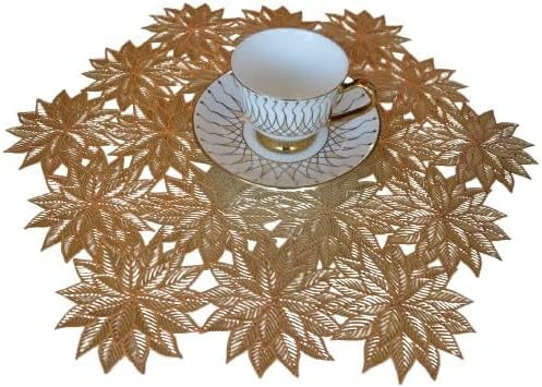 Table Mat | Place Mat Star Shape Design Dining PVC Mats | Bed Side Runner for Dinner Office Kitchen Center Table Standard Copperish Golden