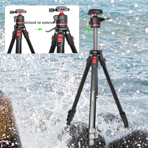Image of Travel Tripod, 68 inch Camera Tripod with 360 Ball Head Lightweight Aluminum Portable Compatible with i Phone, Canon G7X, Sony, DSLR /SLR Cameras, Video Camcorders, Action Cameras,Telescopes...8.8lbs