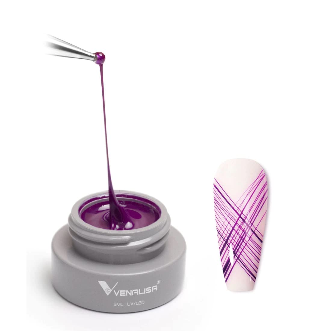 VENALISA Spider Liner Painting Gel from BELLE GAGA™ Fast Design White Color Soak off UVLED Nail Manicure Web Line Spider Gel Nail Gel Polish (5ml, Purple)-picture-29