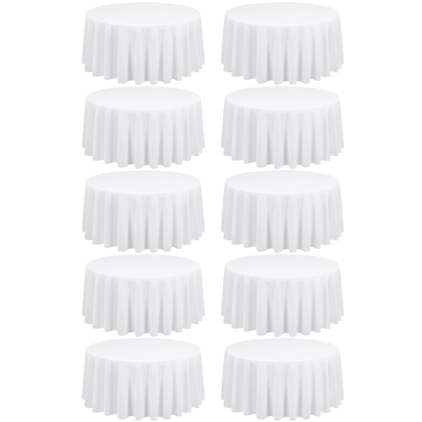 FXKS 10 Pack Round Tablecloth 90 Inch White Circle Polyester Table Cloth, Stain and Wrinkle Resistant Washable Fabric Table Clothes, Waterproof Round Table Cover for Wedding Parties Banquet Kitchen
