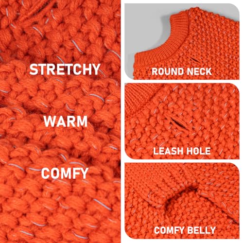Image of KYEESE Reflective Yarn Dog Sweater for Medium Dogs Thick Knit Pullover | Reflective for Visibility, Leash Hole for Walk, Stretchy Fit, Lightweight & Warm, Gentle on Sensitive Skin, Winter Daily Wear