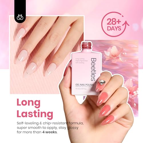 Image of Beetles Nude Gel Polish Set - 6 Colors HEMA-Free Summer 15ML Full Size Jelly Gel Polish Neutral Nude Pink Milky White Sheer Translucent Effect Full Size Soak Off UV Salon Colorful Bottle Gel Gifts