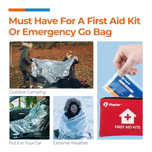 Image of K Kingstar Emergency Blanket 75 Pack, 84 inch L x 52 inch W, Bulk Supply for Homeless Outreach, Mylar Blankets Retain 90% Body Heat, Perfect for Building Winter Survival Kits & Community Care Packages