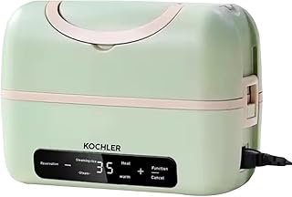 Kochler Elektrikli Buharlı Yemek Termosu - 1.2L 3 Bölmeli - 4 Modlu Isıtma Sistemi - BPA'sız Paslanmaz Çelik - Ev, Ofis ve Seyahat İçin