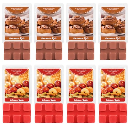 SCENTORINI Cubes de Cire Parfumée, Fondants Parfumées de Brioches à Cannelle et Pommes Dorées, 8 * 35g, Parfums d'Ambiance, Cire de Soja avec Huile...
