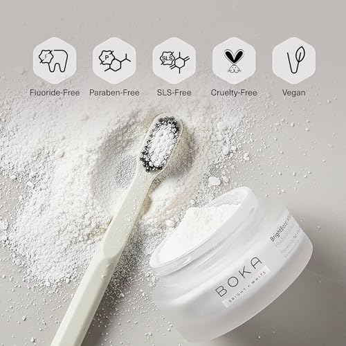 Image of Boka Teeth Whitening Powder - Nano Hydroxyapatite, Appropriate for Sensitive Teeth, Whitening - Toothpaste Alternative with Essential Oils, Has Probiotics, Multivitamins & Aloe (Pack of 2)