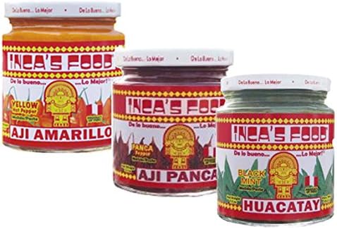 Inca's Food Mixed Sampler - Aji Amarillo, Aji Panca, and Huacatay - (3) 7.5 Oz Jars