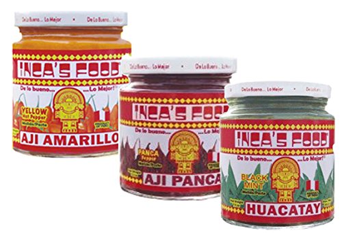 Inca's Food Mixed Sampler - Aji Amarillo, Aji Panca, and Huacatay - (3) 7.5 Oz Jars
