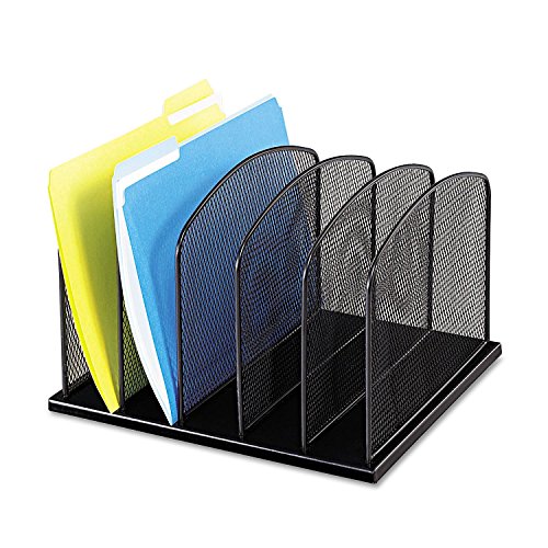 Safco Products - Safco - Mesh Desk Organizer, 5 Sections, Steel, 12 3/8w x 10 7/8d x 15 5/8h, Black - Sold As 1 Each - Large-capacity 2