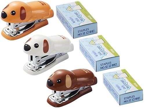 ステープラー 事務用品 業務用 小型犬用ホッチキス20枚用容量640個のペーパークリップ用ホッチキスデスク用ホッチキス友達へのかわいいギフト(3pcs)