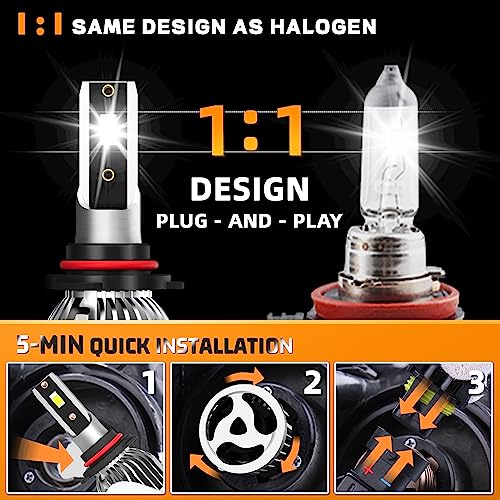 Image of LED Bulbs Combo, Compatible with (2015-2022) Ford F-150 LED Bulbs Combo, 9005 High Beam + H11 Low Beam, Pack of 4