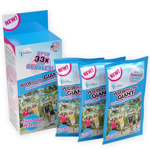 WOWMAZING Big Bubbles Refill - Concentrated Giant Bubble Solution Makes 2.3 Gallons | 3 Pouches for...