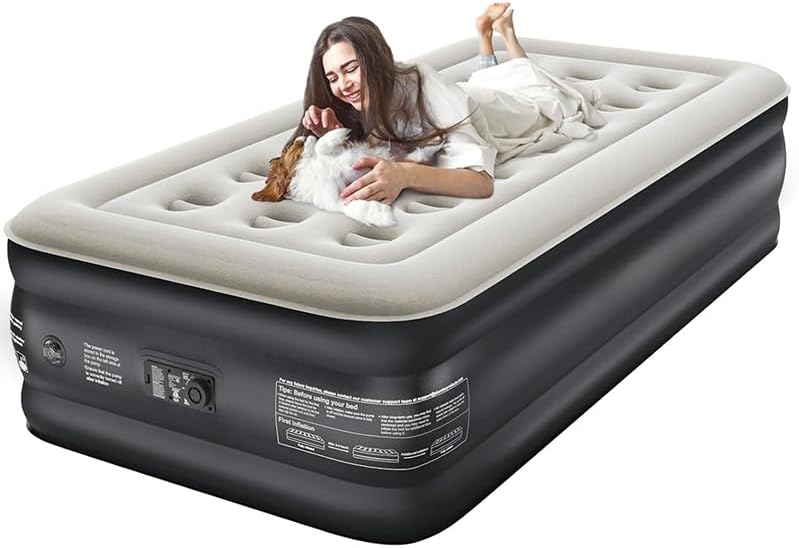 Premium Twin Size Air Mattress with Built-in Pump, 18-Inch Raised Double High Airbed, Quick Inflation, 300 lbs Capacity, 78x40 Inches