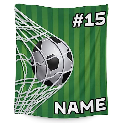 Mercuryelf Custom Soccer Blanket Gifts, 30"x40" Personalized Football Throw Blankets for Boys Kids, Cozy Lightweight Fleece Plush for Sofa Bed Room Decor