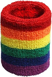 Women Men Sports Wristbands Towel Sweatband Rainbow Colorful Stripes Breathable Arm Sleeves Men Running Covers Compression Sa