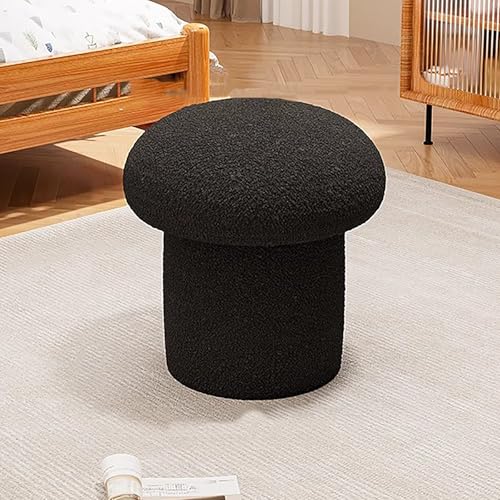 Pouf rond en faux velours gain de place avec rangement