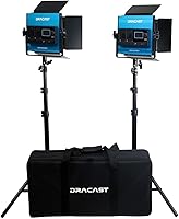 Vista 2 de Dracast X Series Bicolor LED500 Kit – 2 unidades incluye luces de panel, soportes, puertas de granero, estuche de viaje Control de aplicación