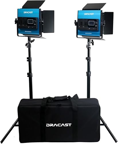 Miniatura 2 de Dracast X Series Bicolor LED500 Kit  2 unidades incluye luces de panel, soportes, puertas de granero, estuche de viaje  Control de aplicación