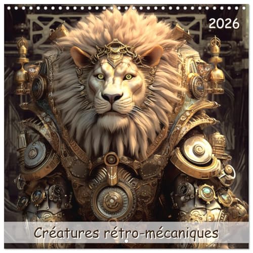 Créatures rétro-mécaniques (Calendrier mural carré 2026 30x30 cm) Calendrier double avec une page pour vos prises de notes: Plongez dans un univers ... vie avec des engrenages et des cuivres.