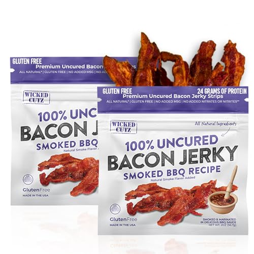 Smoked BBQ Bacon Jerky, 24g Protein Per Bag, Tender & Easy to Chew Fully Cooked Bacon, USA Made High...