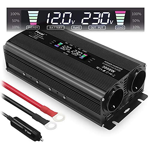 Convertisseur 12V Vers 220V BYGD 1500W/3000W - Onduleur Voiture Avec Ports USB | Pour Camping Et Voyages