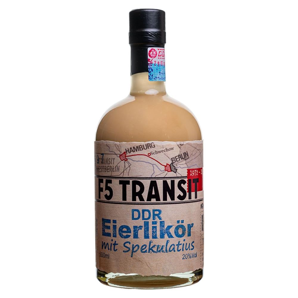 Schnapsgeschenk Nr. 15280 | F5-Transit | DDR-Eierlikör Original 0.5l (18% Vol) + Eierlikör mit Spekulatius (20% Vol) + 2 Gläser in Geschenkkarton mit Goldprägung | Schwechower Brennerei (1229)