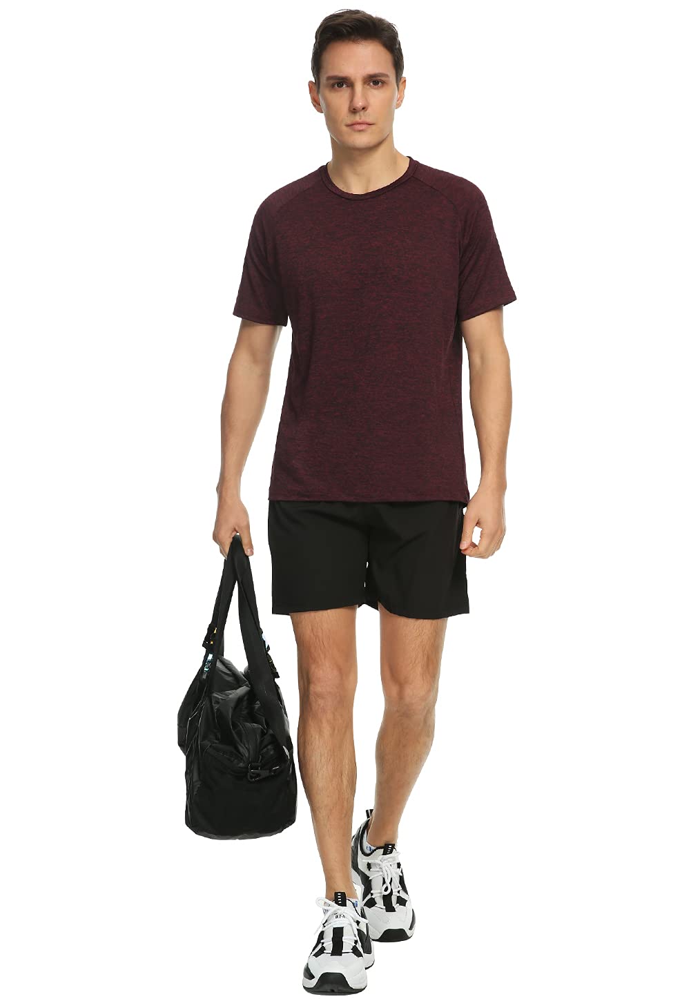Xelky Paquete de 4-5 camisetas para hombre, de ajuste seco, absorben la humedad, atléticas, para ejercicio, fitness, ropa deportiva, manga corta, gimnasio, entrenamiento
