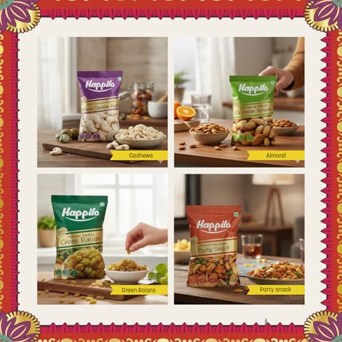 Image of Happilo Premium Diwali Gift Pack with 7 Inclusions | Dry fruit Sweet, Date Delight, Almond, Cashew, Raisin,Panchmeva, Party Snack, Dry Fruits ROBIN box (Pack of 5)