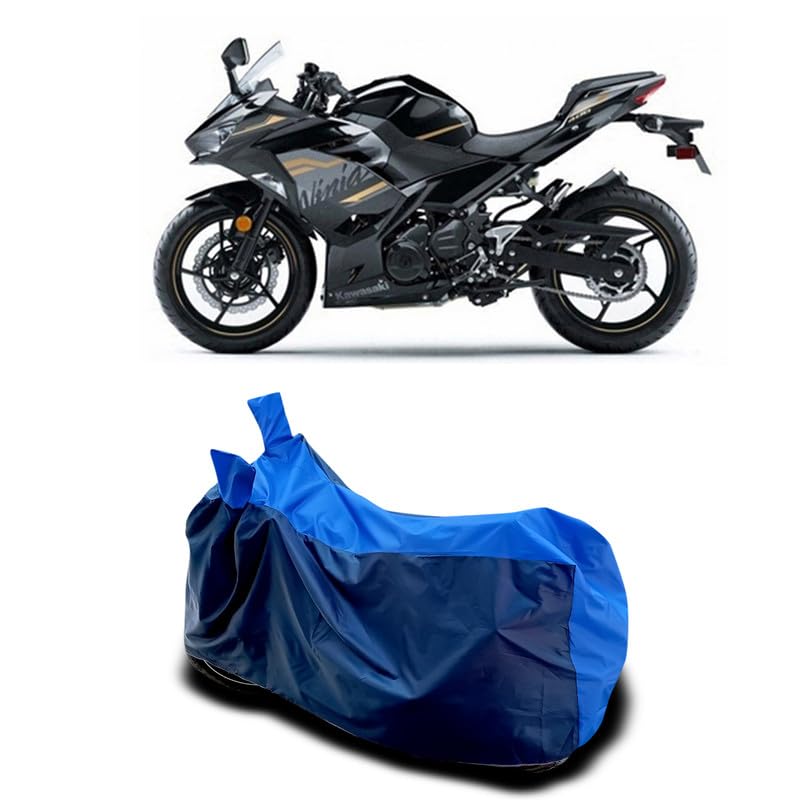 Image of DUFFEL-Two Wheeler Bike Body Cover Compatible for Kawas Ninja 400 Heat Protectio /UV-Rays /Birds Dropping /DustProof /Waterproof All Variants [Nevay Blue]