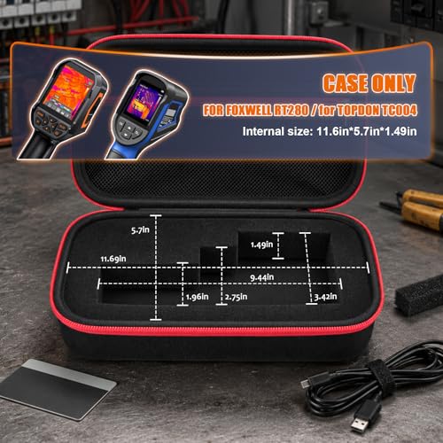 Image of Boobowl Large Thermal Camera Carrying Case for TOPDON TC004 / for FOXWELL RT280, EVA Hard Shell Shockproof Storage Box with DIY Foam Insert for HVAC Technicians Electricians Field Inspectors (Black)