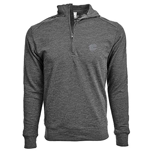 Levelwear NHL Calgary Flames Men's Hudson Faux Show Text Quarter Zip Pullover, X-Large, Heather Charcoal