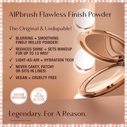 Charlotte Tilbury Airbrush Flawless Finish Setting Powder - Pore-Blurring Pressed Powder for Face Makeup to Minimize Shine with a Soft-Focus Finish - 4 Deep