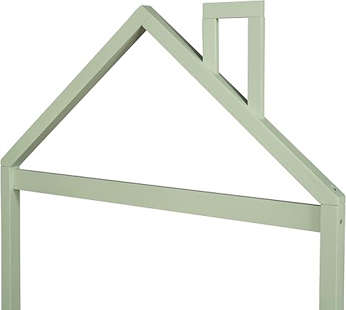 Miniatura 42 de Cama de plataforma de madera de tamaño individual con cabecero y cercas en forma de casa, sin rejas, cama de piso para dormitorio de niños