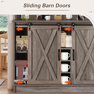 4everwinnerfarmhousecoffeebarcabinetwith9rackssideboardbuffetcabinetforliquorwith6hooksadjustableshelveslargewinebarcabinetforkitchendiningroomwashgrey Urban Country Home Decor 4 ever winner farmhouse coffee bar cabinet with 9 racks sideboard buffet cabinet for liquor with 6 hooks adjustable shelves large wine bar cabinet for kitchen dining room wash grey urban country home decor