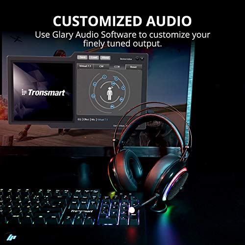 Tronsmart Cuffie da Gioco-Suono Surround 7.1-Cuffie Gaming per PS4-Glary-Cancellazione del Rumore Cuffie Over-ear con Microfono,Grandi Altoparlanti da 50mm/Cancellazione Rumore/ Suono Stereo
