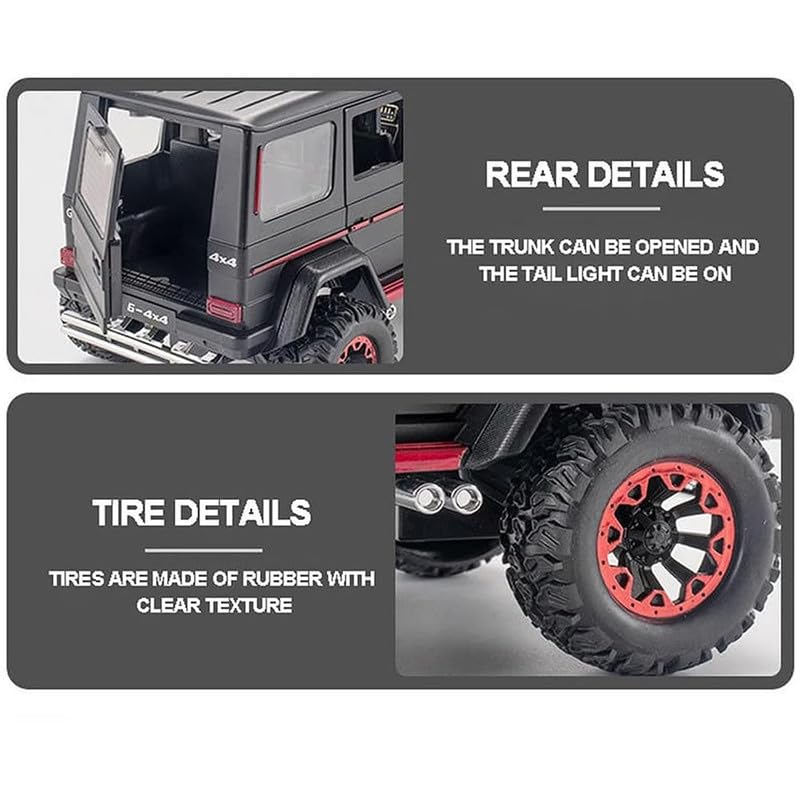 Image of New 1:32 AMG 4X4 Diecast Alloy Metal Pull Back Car with Openable Doors Music Sound and Light Vehicle Toy Car for Kids Boys (Black)