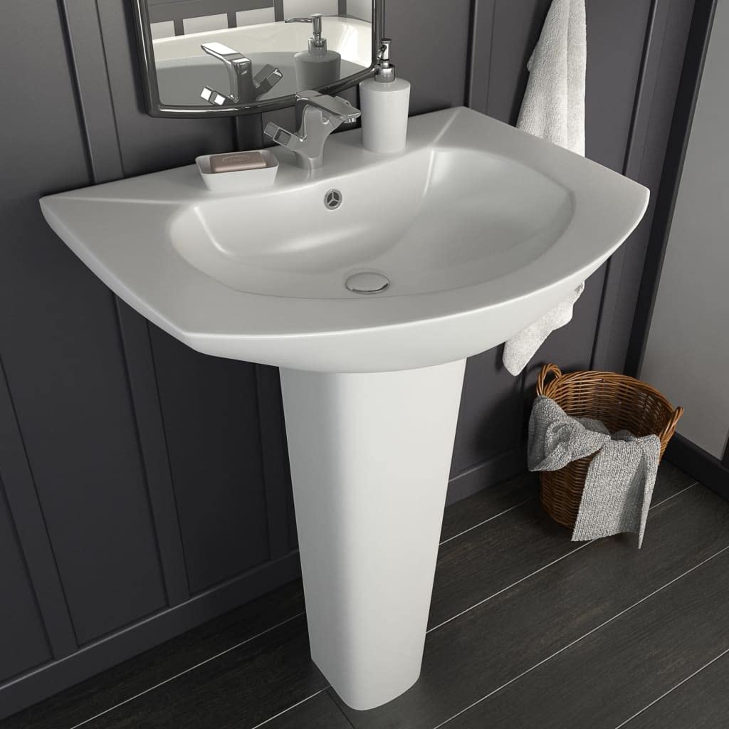 vidaXL Lavabo de pie de cerámica blanco 650x520x200 mm