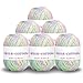 Produktbild Wolle zum häkeln, FOKUNCY Makramee garn, Baumwollgarn Farbverlauf, Häkelgarn Mehrfarbiger, Sockenwolle zum Stricken, Baumwolle Garn zum Häkeln von Mützen, Schals, Pullovern, 6x50g