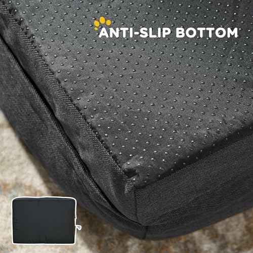 PawHut gepolstertes Hundebett mit abnehmbarem, waschbarem Kissen, Hundezwinger mittlere Größe mit rutschfestem Boden, 90x69x21cm, anthrazitfarben