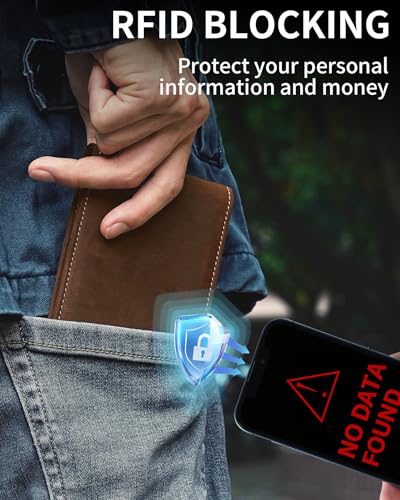 Image of Artpaxy Mens Wallet Bifold Genuine Leather RFID Blocking Wallet for Men with 1 ID Window 13 Card Holders 2 cash pockets 1 Gift Box