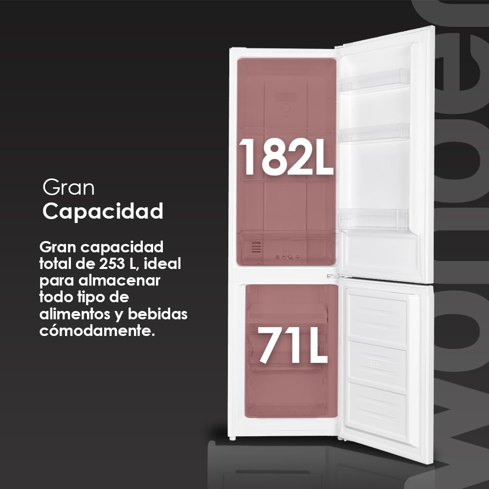 Wonder Frigorífico Combi Blanco, 2 Puertas WC185500ENF, Capacidad 253 Litros, No Frost, Multi Air Flow, Bajo Nivel Sonoro, Puerta Reversible, Clasificación Energética E