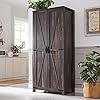 Storage cabinet okd 32 farmhouse armoire wadjustable shelves rustic pantry w2 barn doors hanging rod versatile storage for kitchen bathroom laundry or utility room dark rustic oak  urban country home decor