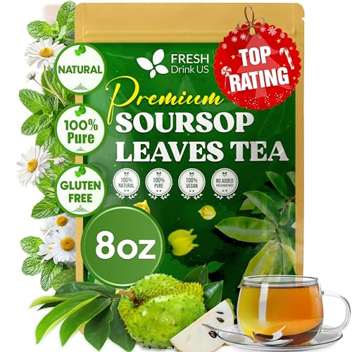 Image of FreshDrinkUS, Premium 8oz Soursop Dried Leaves Loose Leaf Tea - 100% Pure Annona Muricata Leaves, Naturally Dried, Caffeine-Free Herbal Tea for Daily Enjoyment. Sugar-Free. Vegan