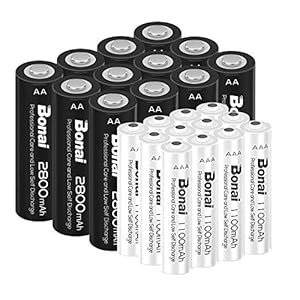 BONAI Batterijen AA AAA 2800 / 1100mAh Oplaadbare Batterijen Hoge Capaciteit Ni-MH 1.2V AA/AAA Batterijen HR6 / HR03…